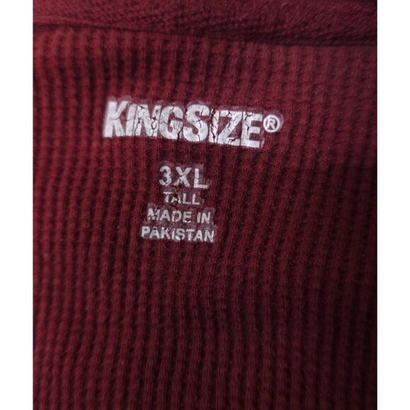KingSize Mens 3XLT Red Waffle Thermal Cotton Blend Outdoors Big Henley Shirt - Picture 10 of 11